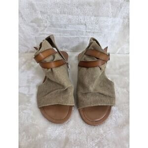 Pierre Dumas Tan Fabric Gladiator Sandals Brown Straps Girls Size 4 Flat